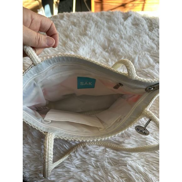 The Sak Crochet Shoulder Bag NOS Stripe Multicolor Purse Boho Beach Y2K - Picture 4 of 6